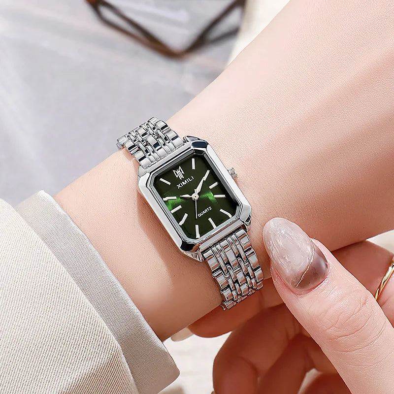 Luxury Women Watches Fashion Rectangle Ladies Steel Band Quartz Watch Reloj Mujer Relogio Feminino Girls Clock Gift