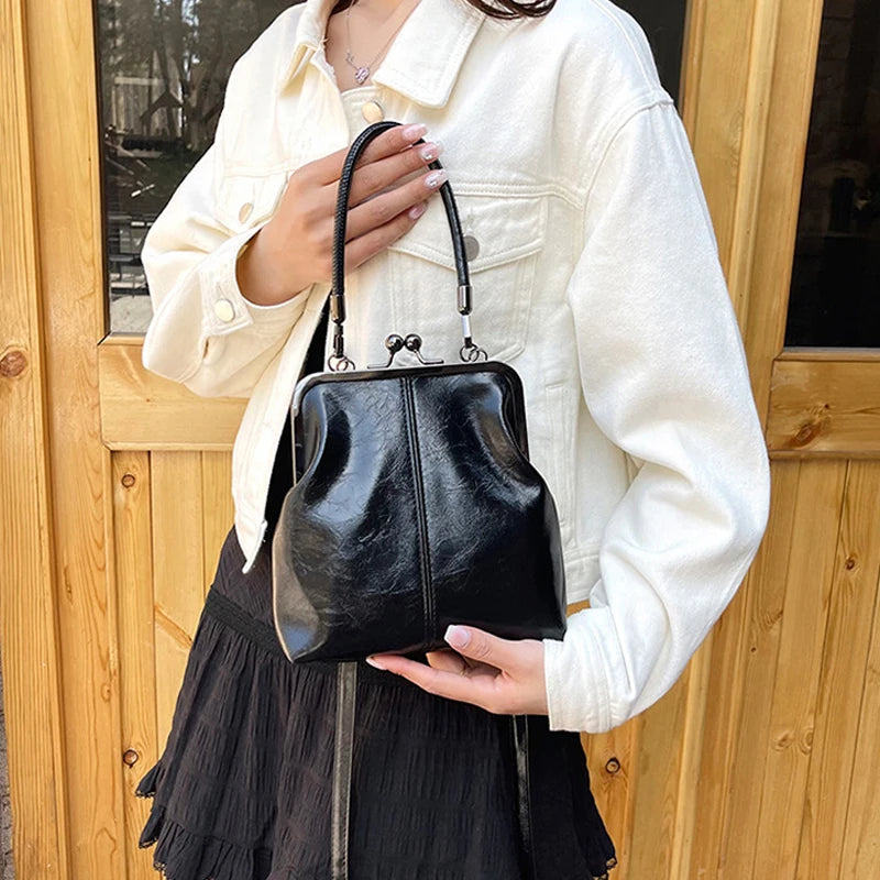 Vintage Style Women Handbag Brown Versatile Designer Shoulder Bag PU Leather Ladys Shell Purses Crossbody Bags