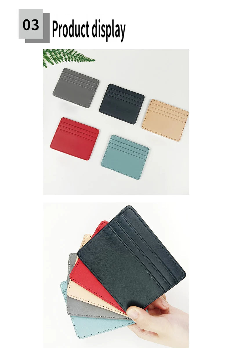 PU Leather ID Card Case - Slim Multi-Slot Holder for Bank/Credit Cards