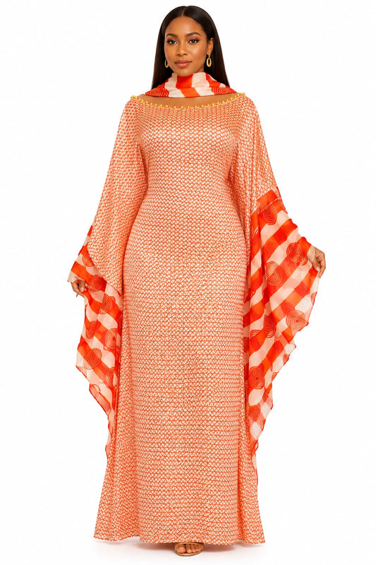 Boubou Africain Orange Tribal Prestige
