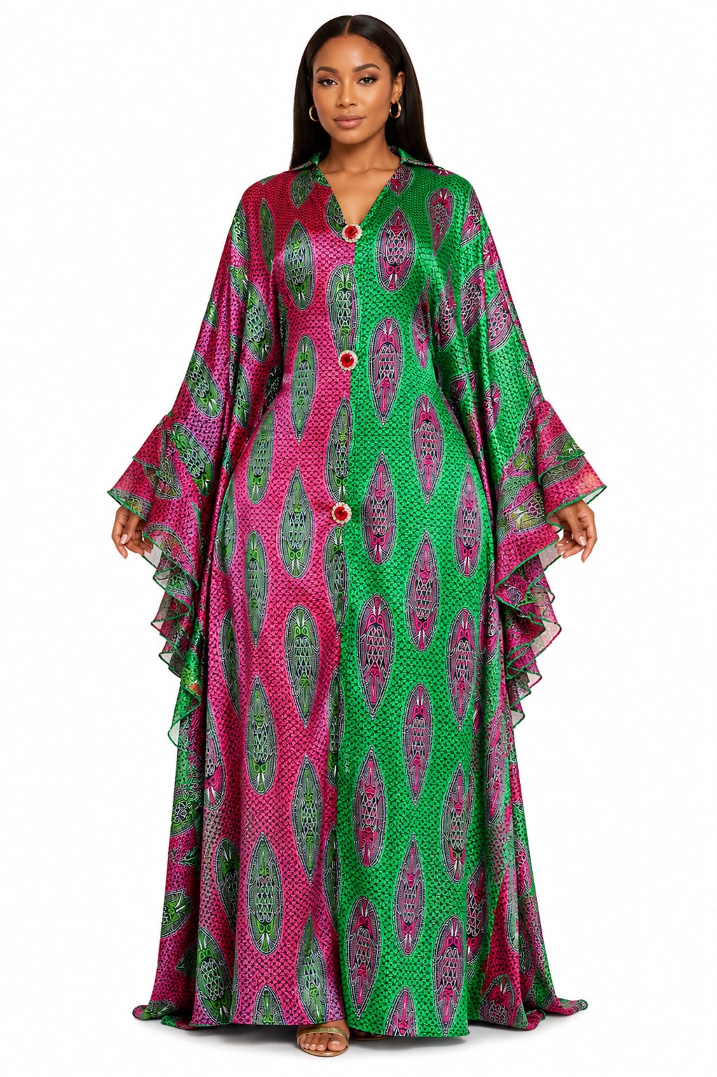 Kaftan Africain Vert Émeraude Luxe