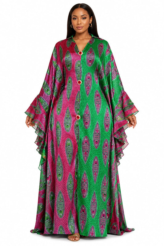 Kaftan Africain Vert Émeraude Luxe