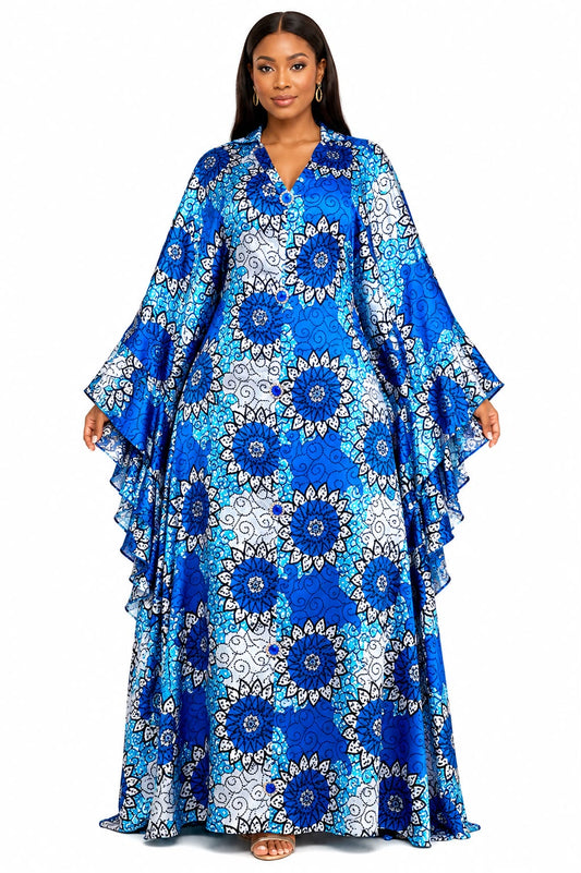 Kaftan Africain Orange Élégance – Manches Fluides