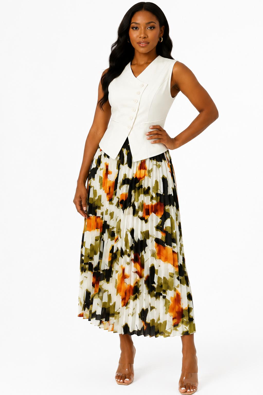 Elegant Floral Sleeveless V-Neck Maxi Dress