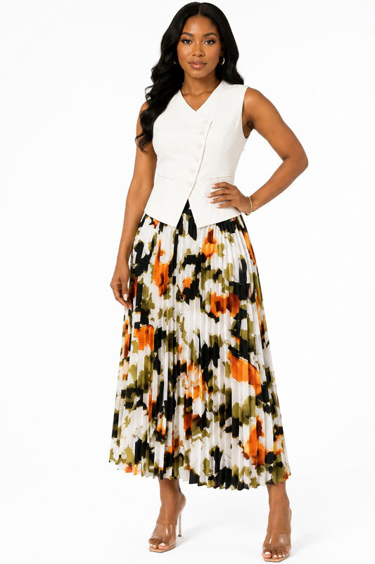 Elegant Floral Sleeveless V-Neck Maxi Dress