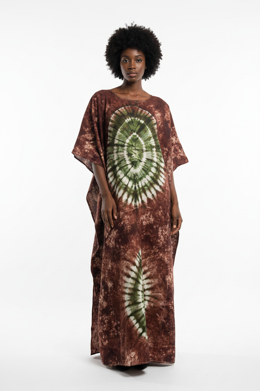 Burgundy Green Kaftan - Black American model