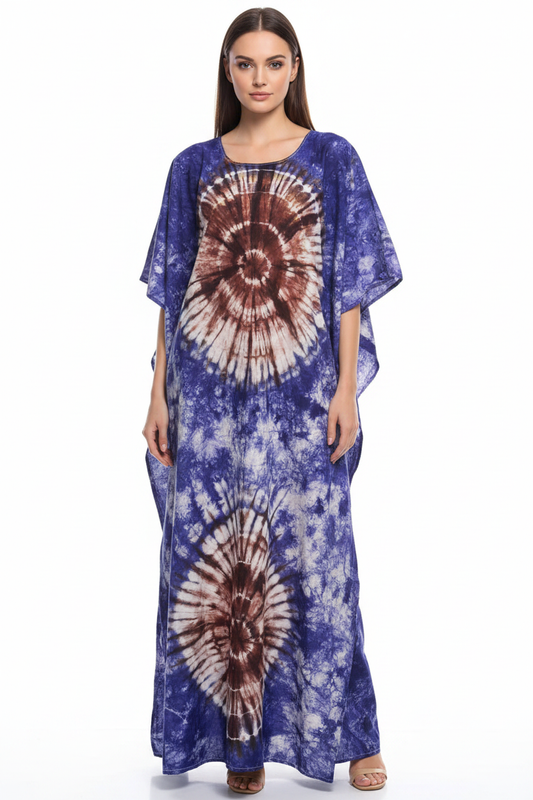 Purple Tie-Dye Kaftan on model