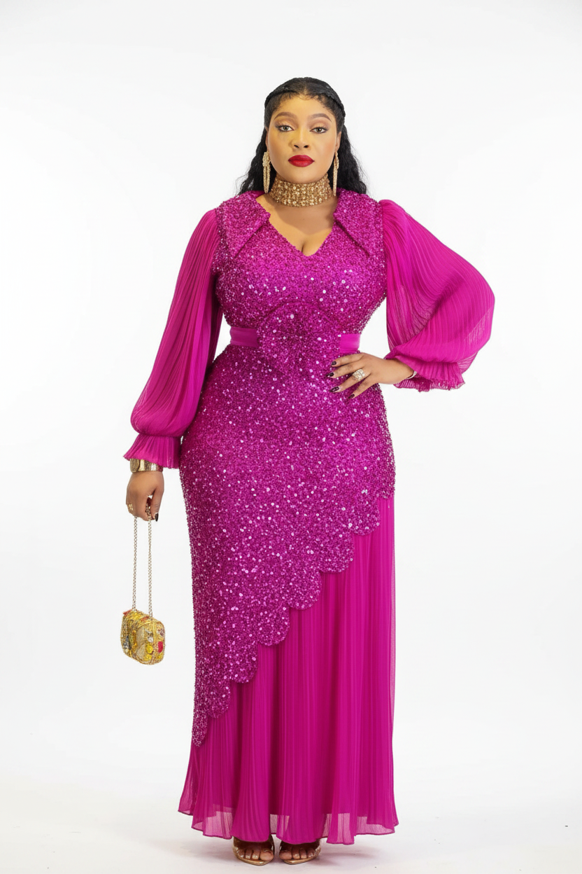 Robe fuchsia sequin