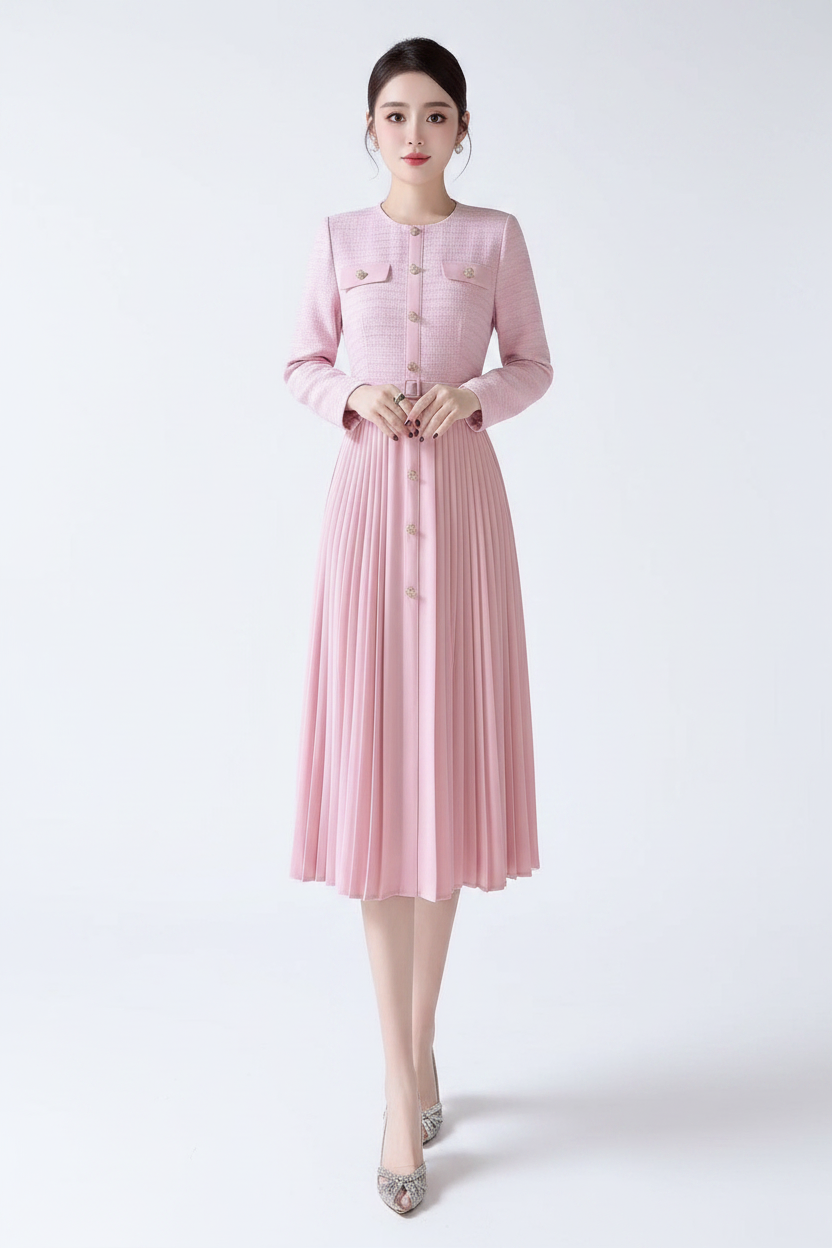 Robe rose fond blanc