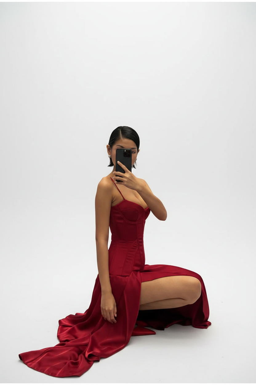 Robe rouge fond blanc 3
