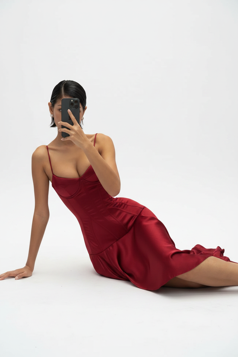 Robe rouge fond blanc 4