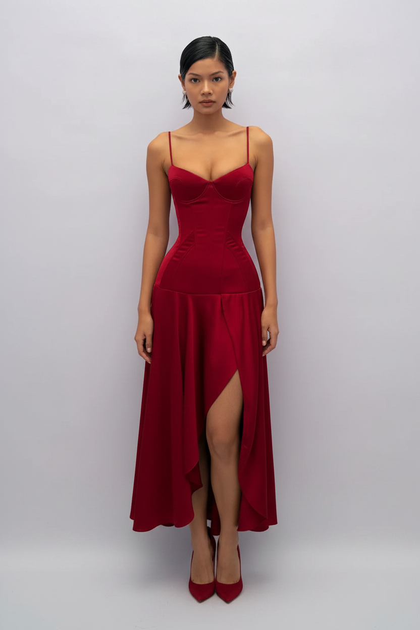Robe rouge fond blanc 6