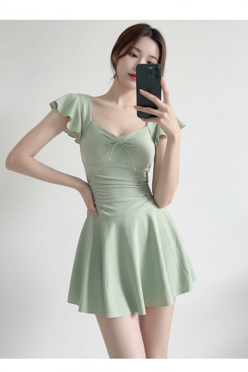 Robe verte fond blanc
