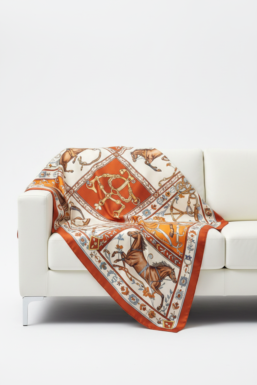 Scarf Draped Sofa
