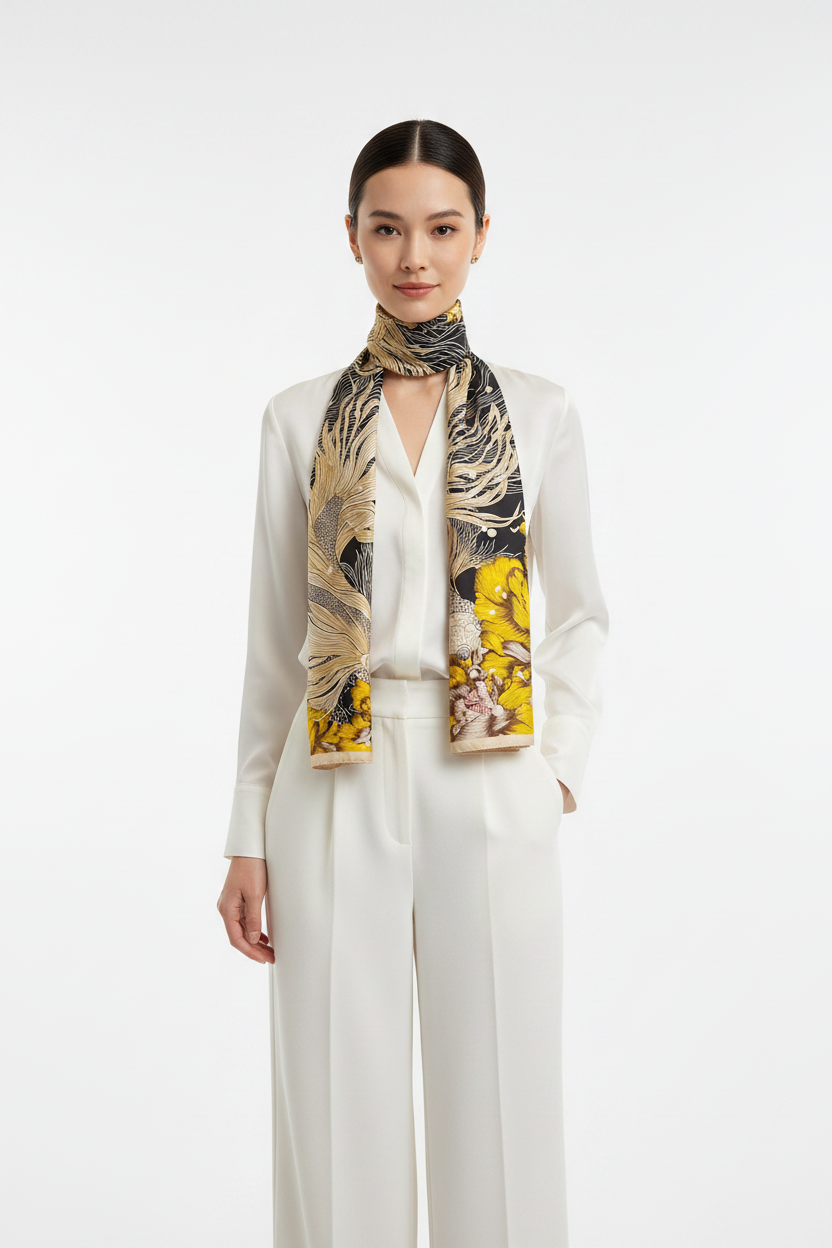 Scarf Golden Koi on Model